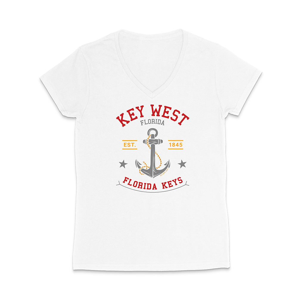 White t-shirt with Key West, Florida design featuring an anchor on a white background