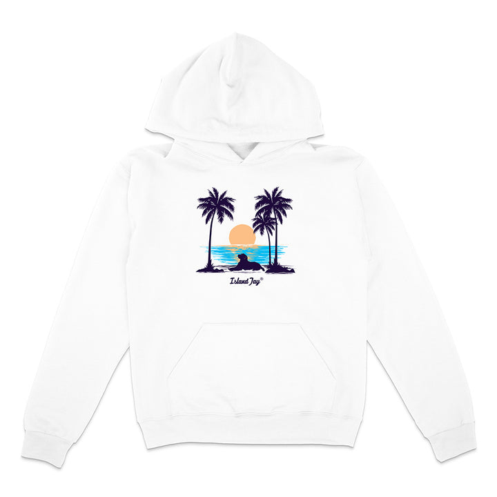 Sunset beach dog hoodie
