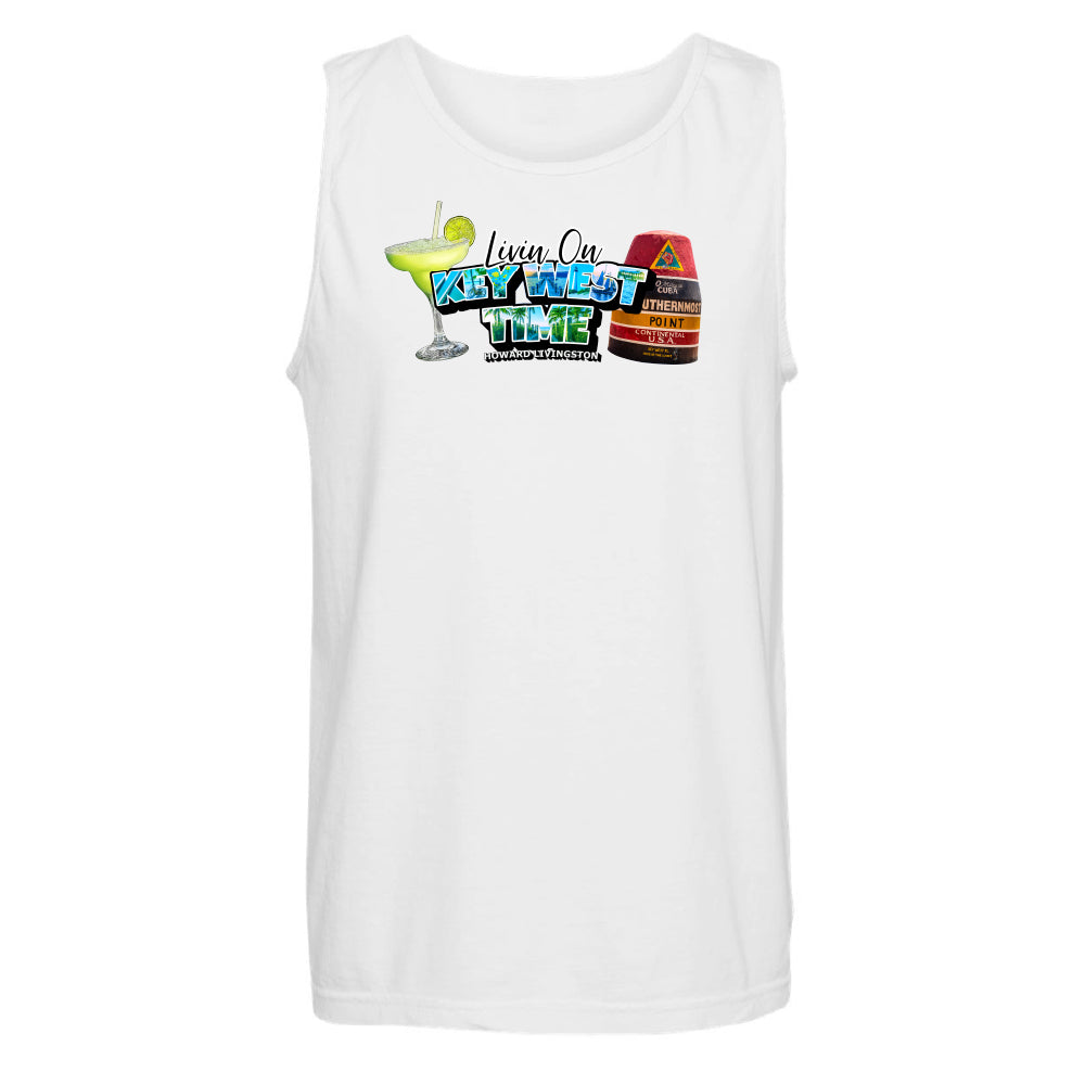 White "Living on Key West Time" Tank Top