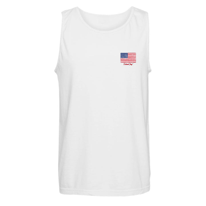 tank top with USA Flag with Island Jay Logo below it