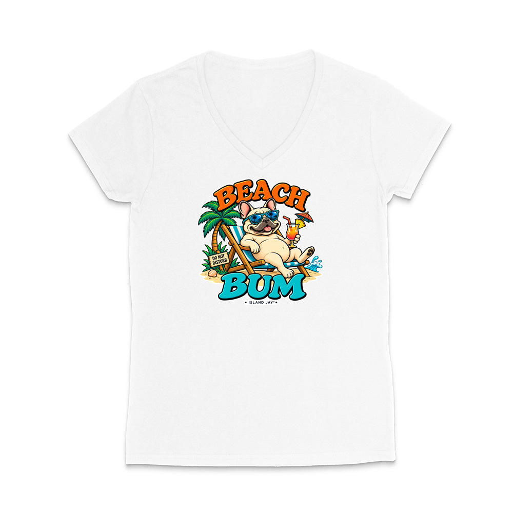 Beach Bum Dog WOMEN'S V-Neck T-Shirt