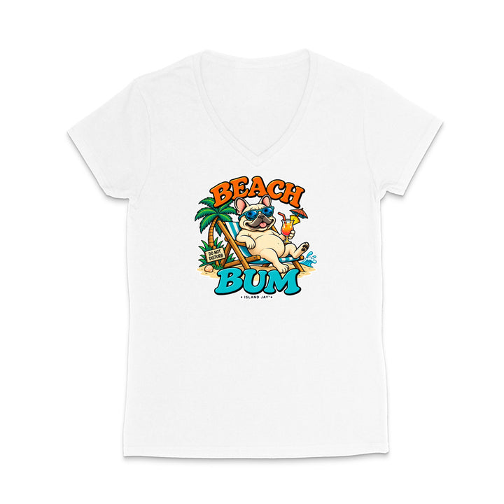 Beach Bum Dog WOMEN'S V-Neck T-Shirt