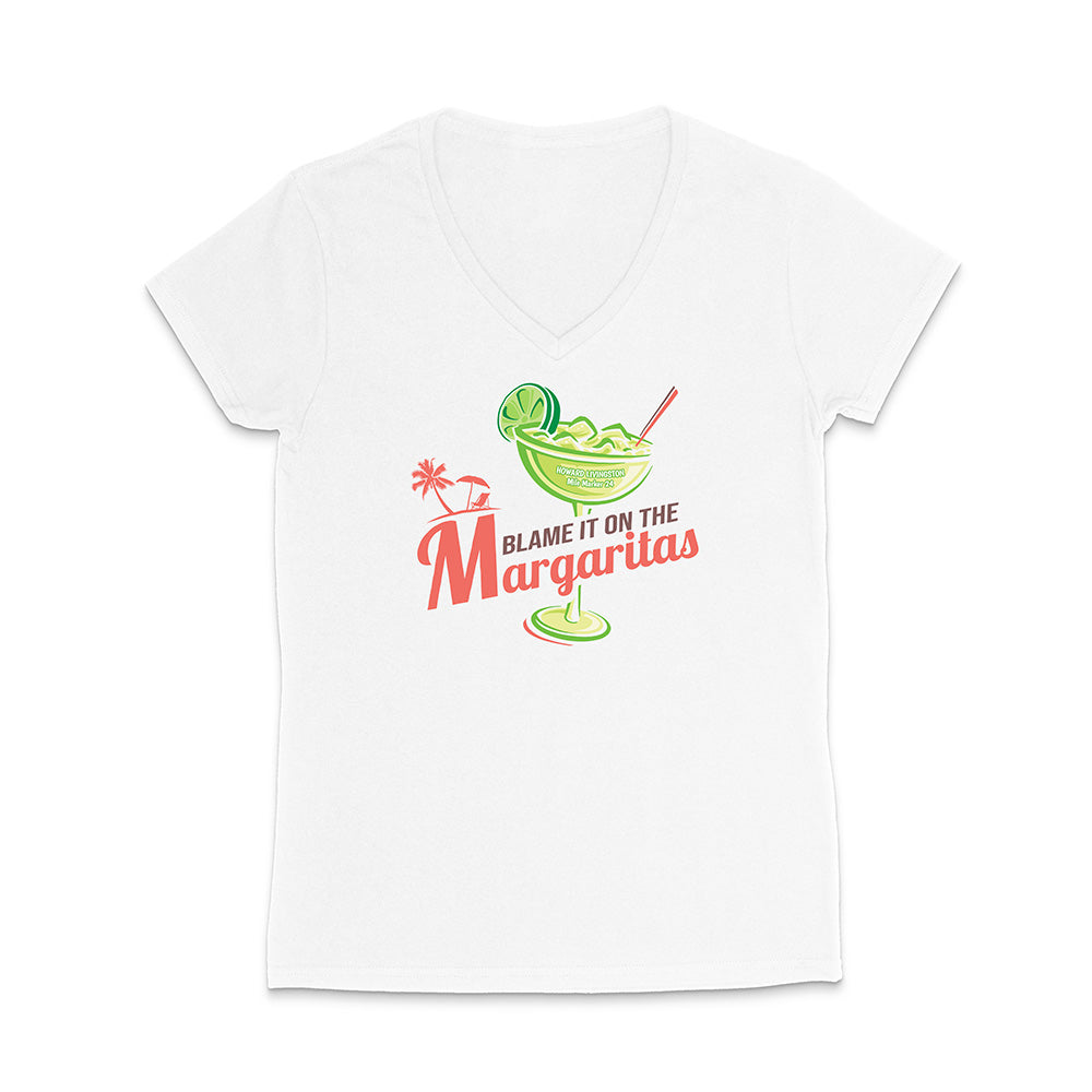 Women's Howard Livingston Blame It On the Margaritas V-Neck T-Shirt White