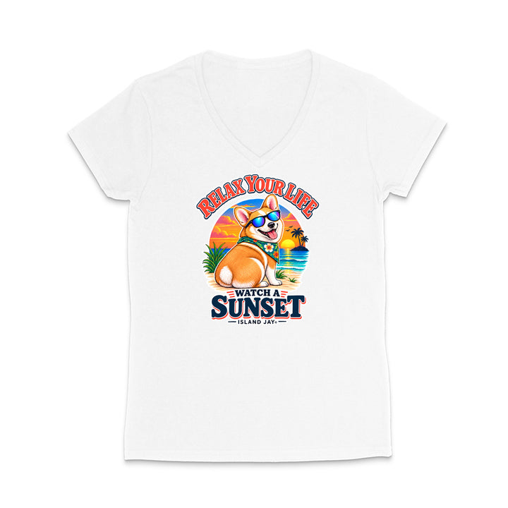 Relax Your Life Watch a Sunset WOMEN'S V-Neck T-Shirt