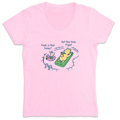 Women's Winnie's Pool Floaty V-Neck T-Shirt Light Pink