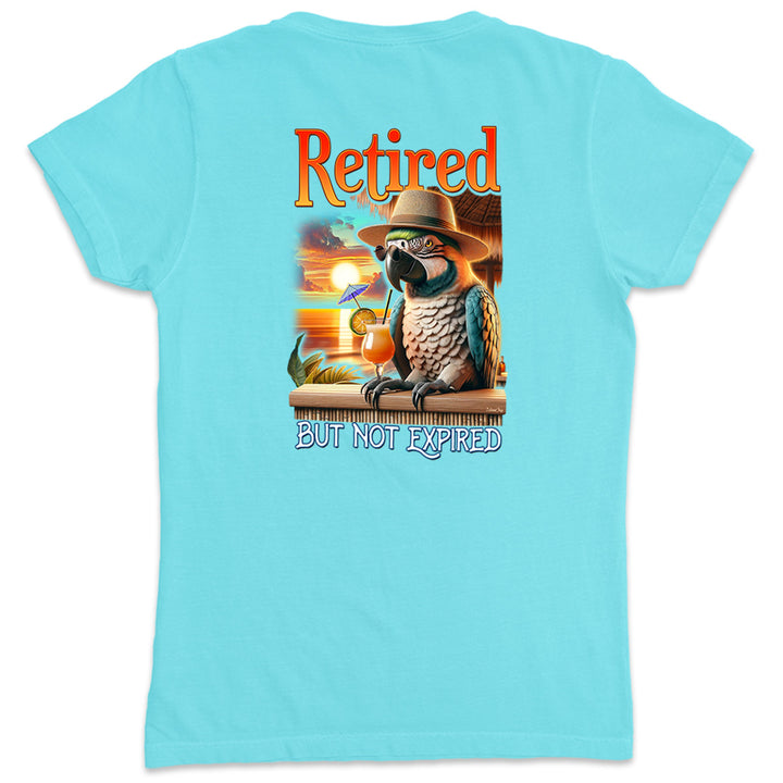 Women's Retired But Not Expired Parrot T-Shirt Aqua
