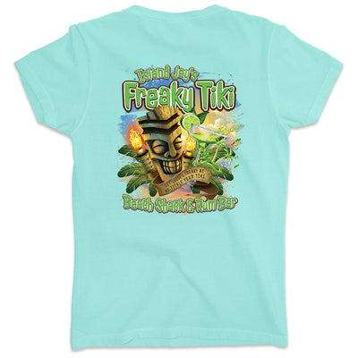 Women's Island Jay's Freaky Tiki V-Neck T-Shirt Chill Green