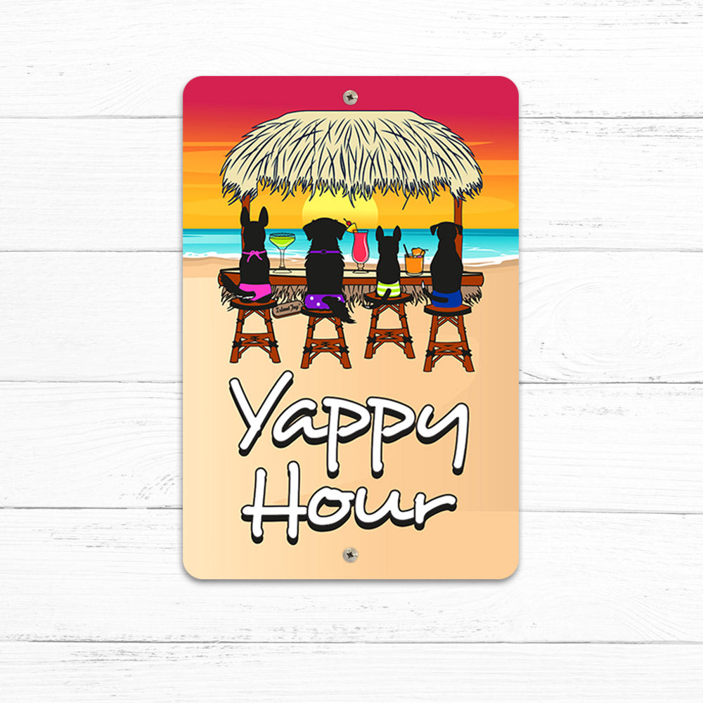 Yappy Hour Dogs 8" x 12" Beach Signs