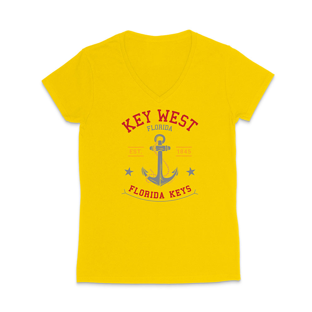 Yellow t-shirt with 'Key West, Florida Keys' design on a white background