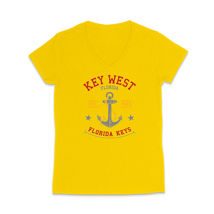 Yellow t-shirt with 'Key West, Florida Keys' design on a white background