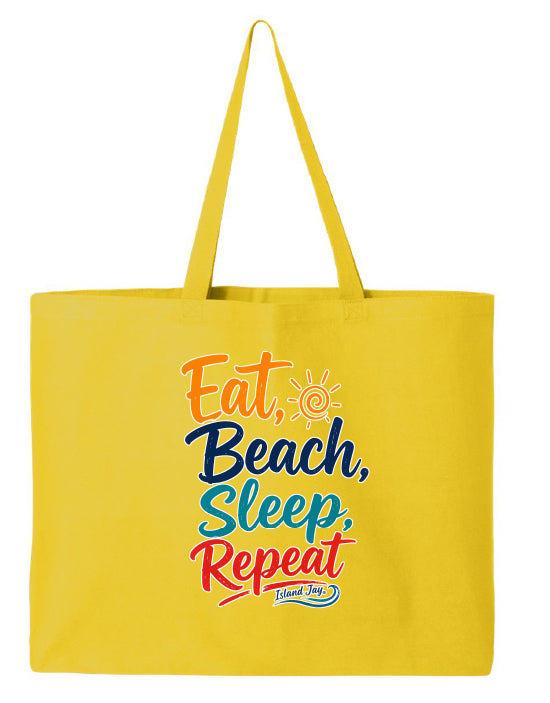 Eat, Beach, Sleep, Repeat Large Tote