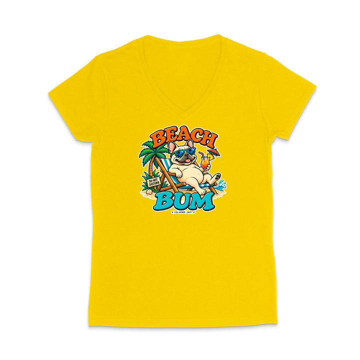 Beach Bum Dog WOMEN'S V-Neck T-Shirt