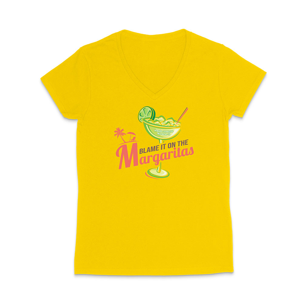 Women's Howard Livingston Blame It On the Margaritas V-Neck T-Shirt Yellow