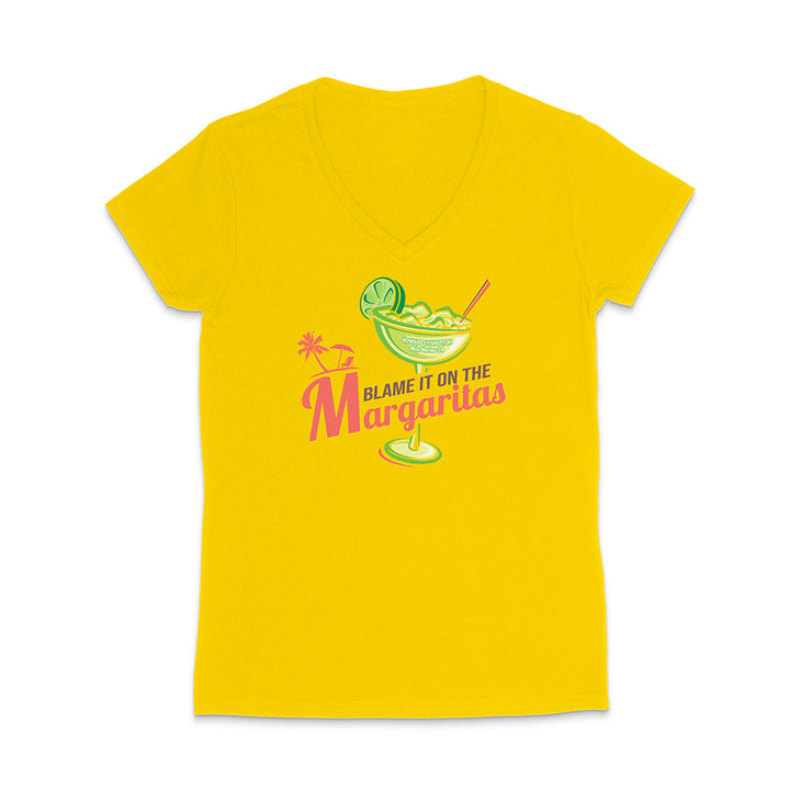 Women's Howard Livingston Blame It On the Margaritas V-Neck T-Shirt Yellow