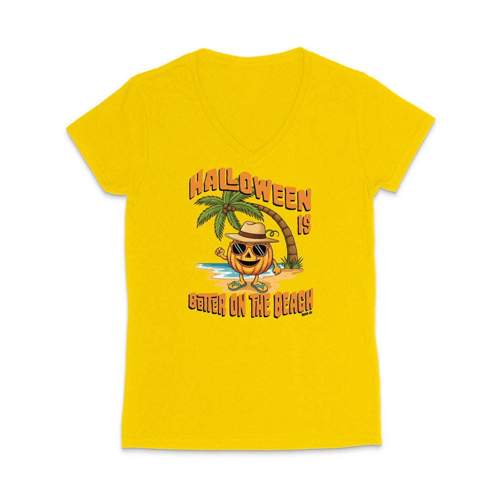 Halloween Is Better On The Beach WOMEN'S V-Neck T-Shirt
