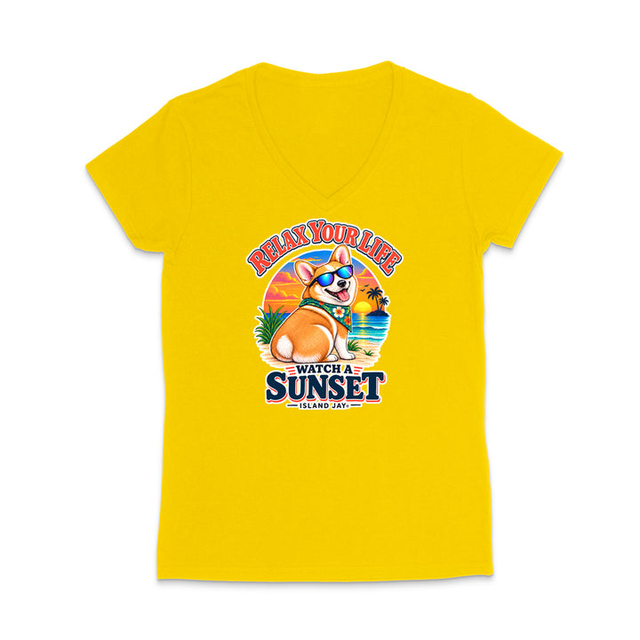Relax Your Life Watch a Sunset WOMEN'S V-Neck T-Shirt
