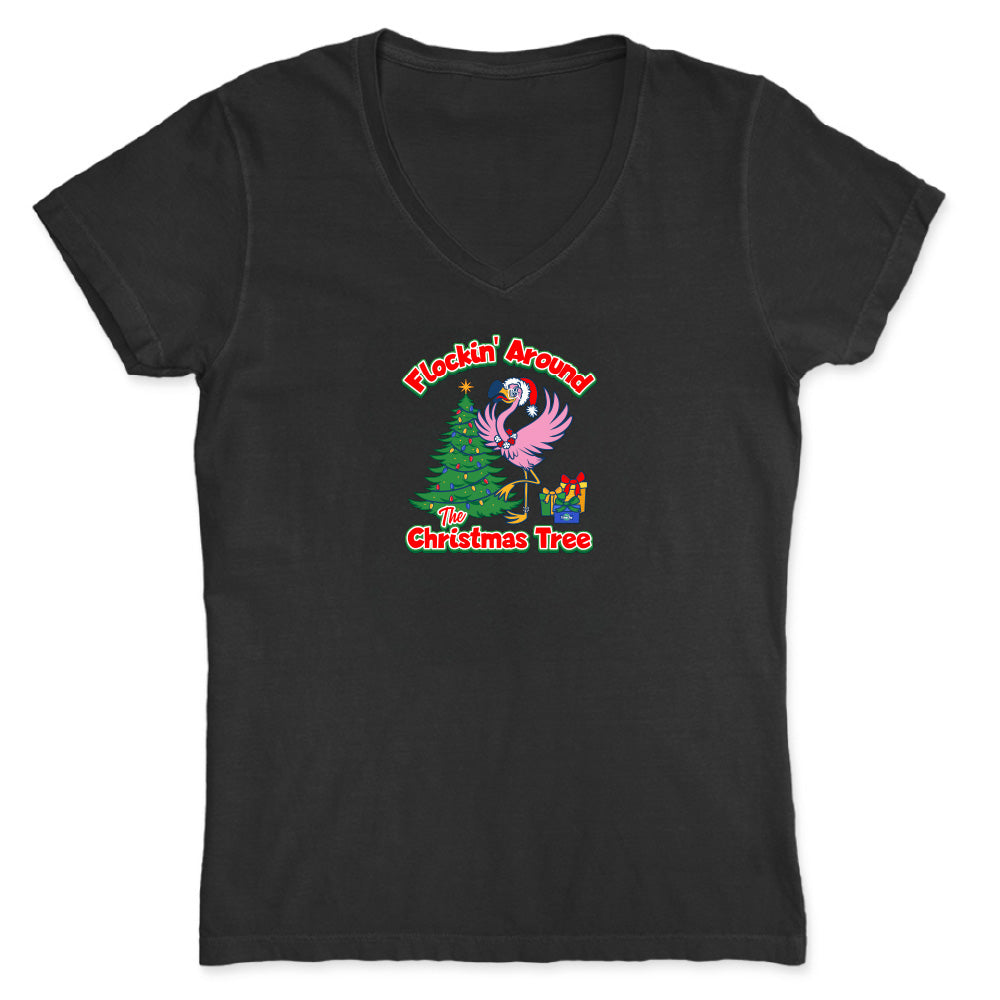 Felicia Flockin' Around The Christmas Tree V-Neck T-Shirt