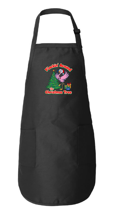 Felicia The Flamingo Flockin' Around the Christmas Tree Full-Length Apron