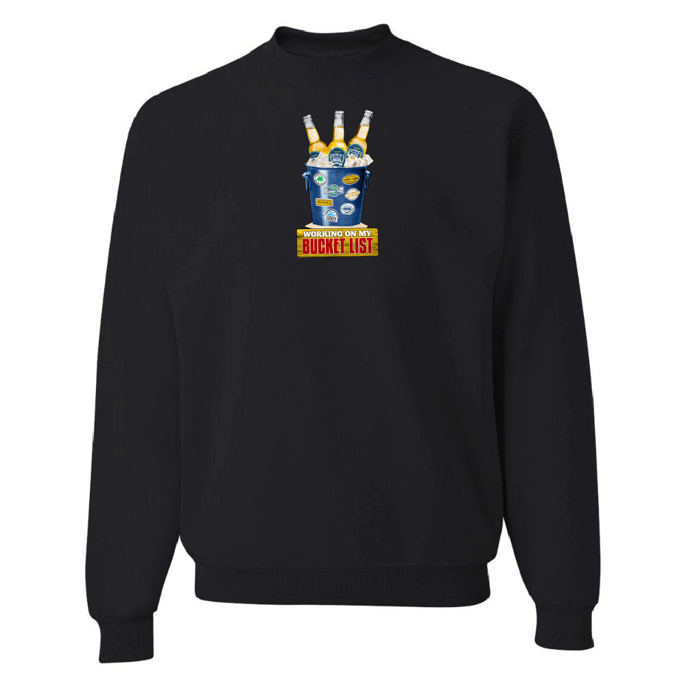 Black sweatshirt with a colorful graphic design on a white background