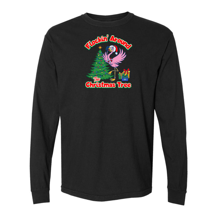 black felicia Flocking around the christmas tree long sleeve shirt