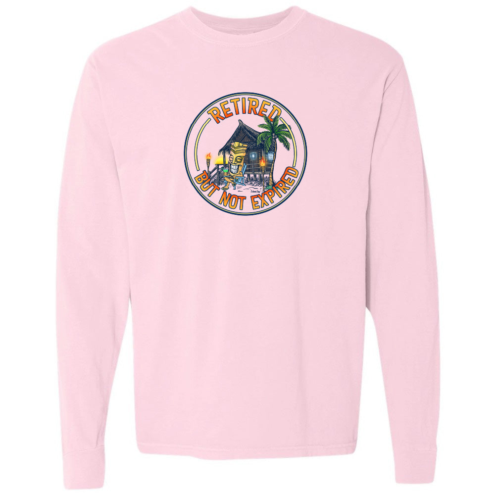 Pink sweatshirt with a colorful graphic and text on a white background