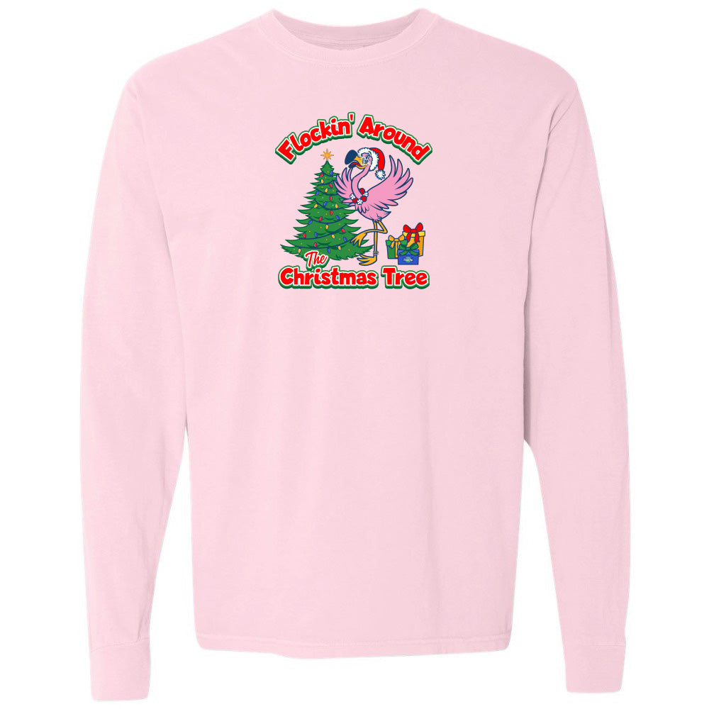 pink felicia Flocking around the christmas tree long sleeve shirt