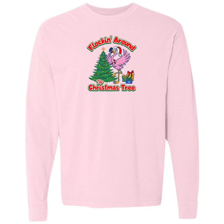 pink felicia Flocking around the christmas tree long sleeve shirt