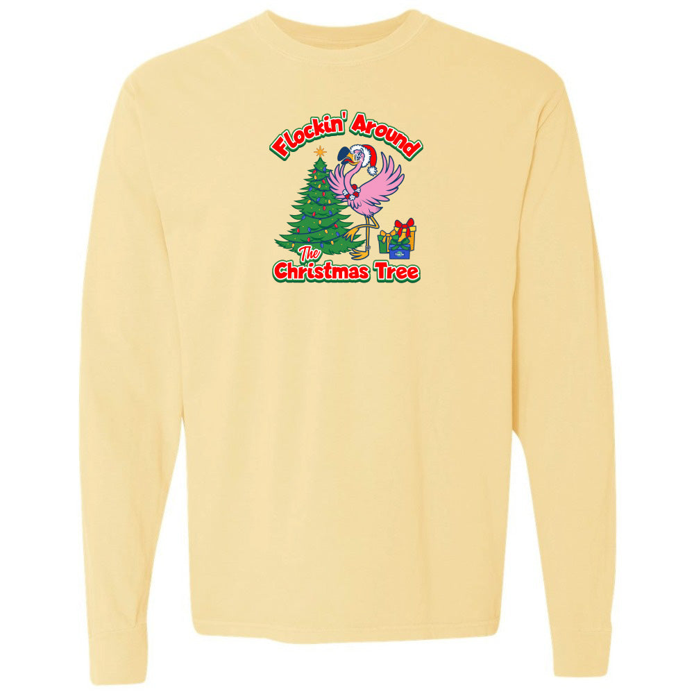yellow felicia Flocking around the christmas tree long sleeve shirt