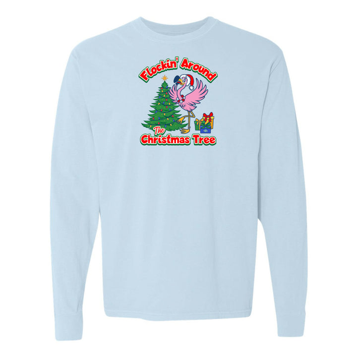 light blue felicia Flocking around the christmas tree long sleeve shirt