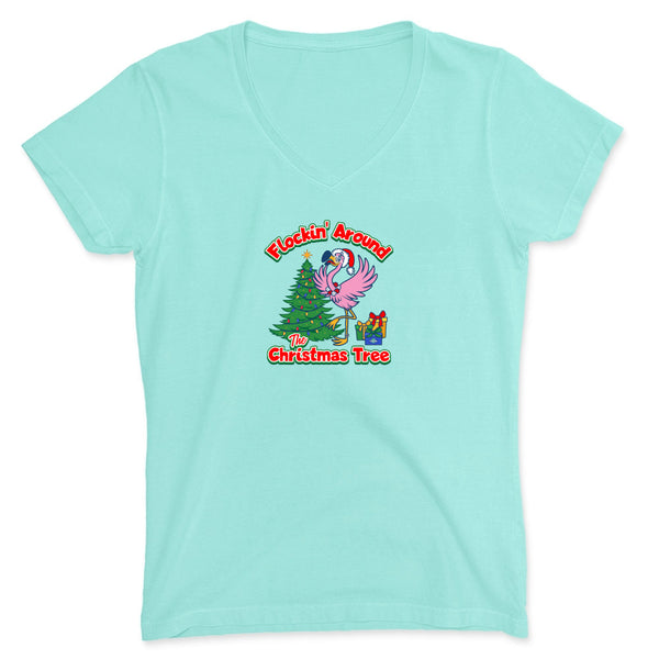 Light blue t-shirt with a Christmas-themed graphic on a white background