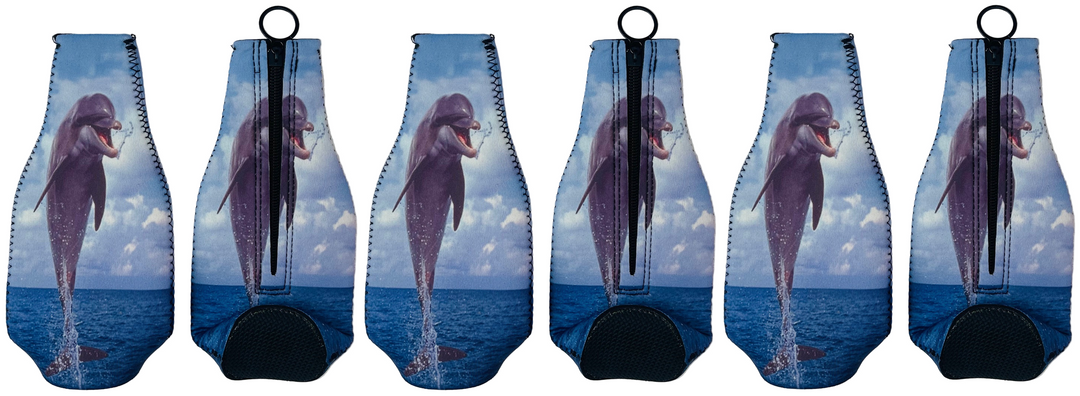 Set of six blue socks with mermaid design on a white background