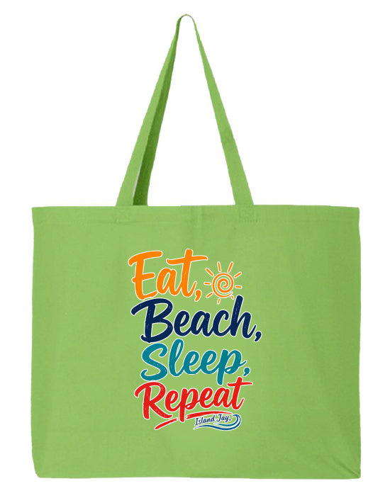 Eat, Beach, Sleep, Repeat Large Tote