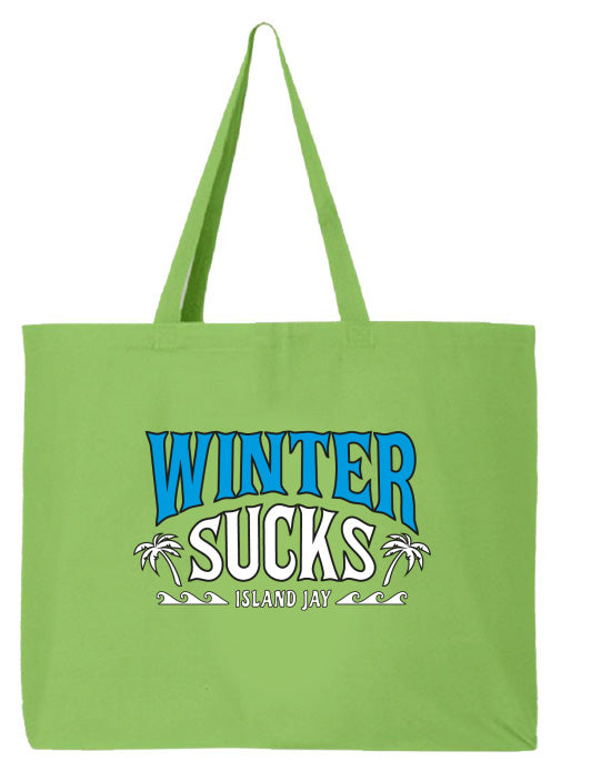 Green Winter sucks tote bag