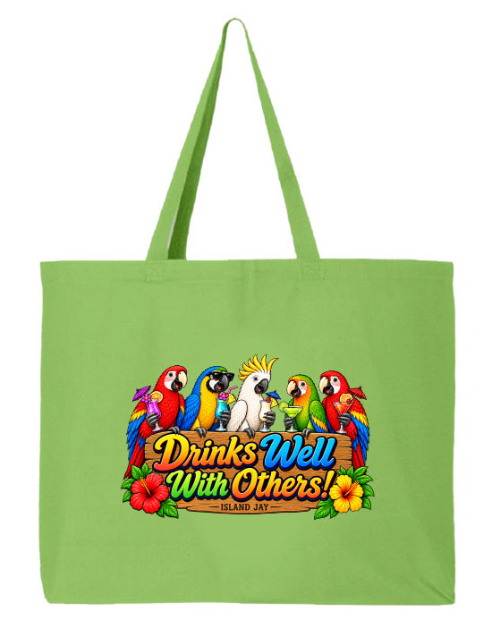 Drinks Well With Others Parrots Large Tote