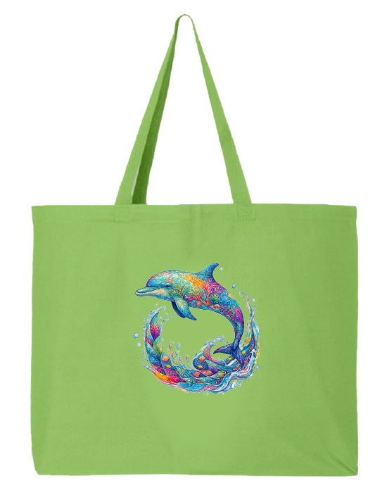 Tote bag with Coral Dolphin Mosaic