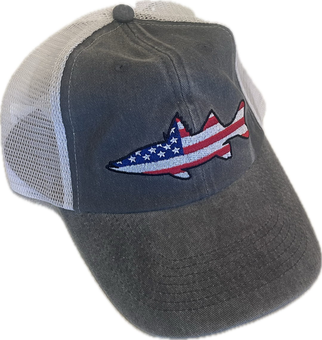 Grey Hat with Snook shaped US flag