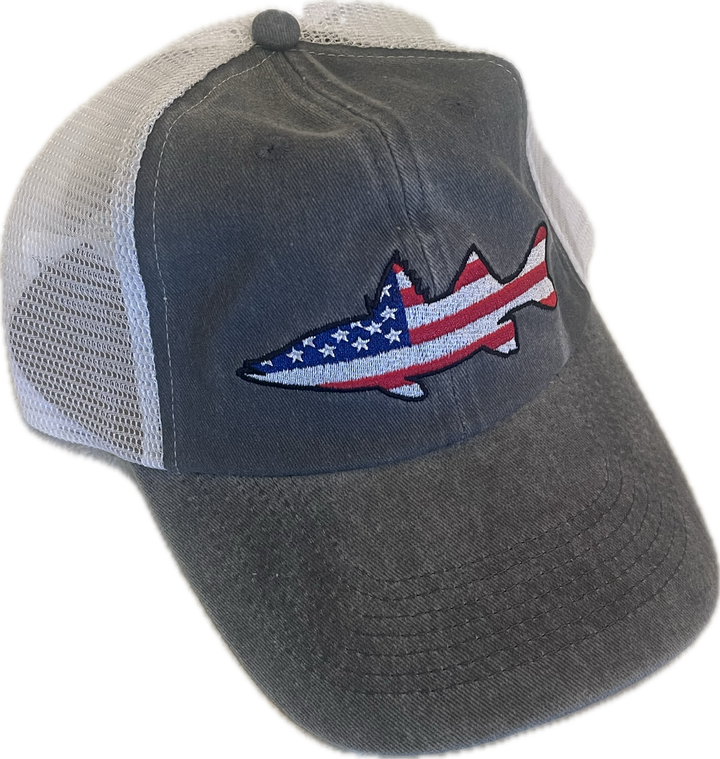 Grey Hat with Snook shaped US flag