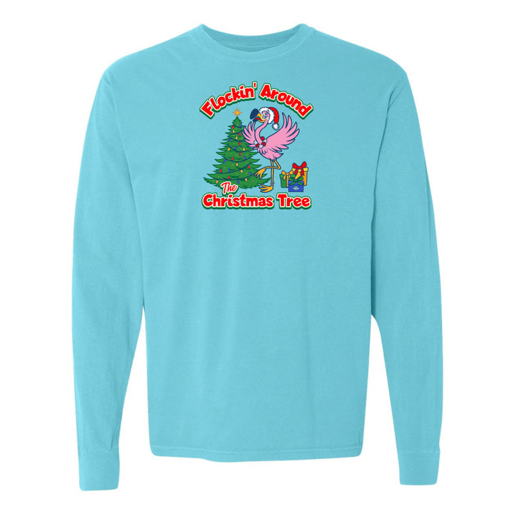 blue felicia Flocking around the christmas tree long sleeve shirt