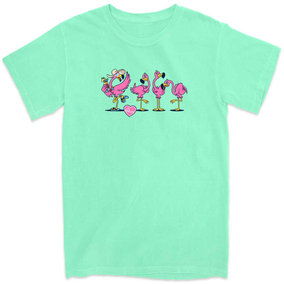 Felicia Be Your Own Flamingo T-Shirt Island Reef Green