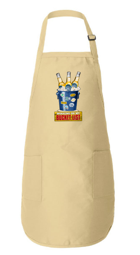 Beige apron with graphic design on a white background