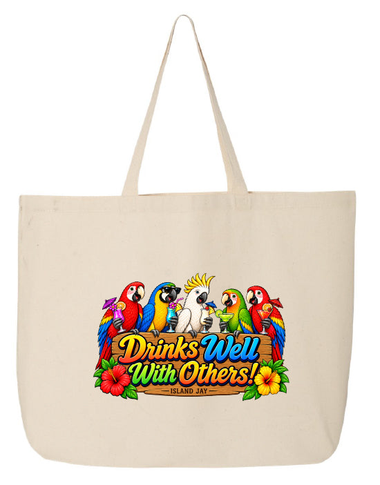 Drinks Well With Others Parrots Large Tote