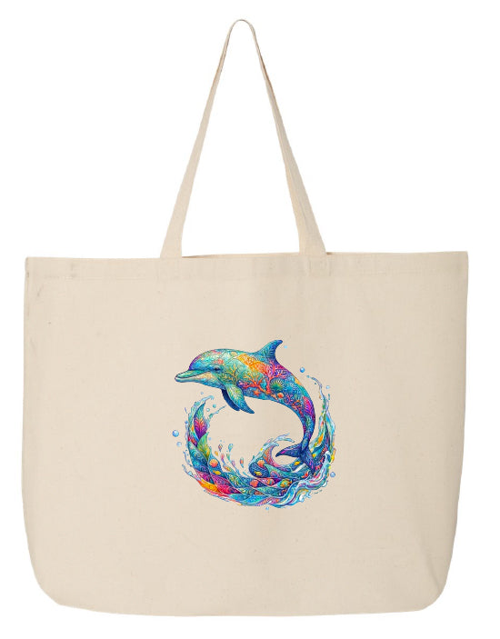 Tote bag with Coral Dolphin Mosaic