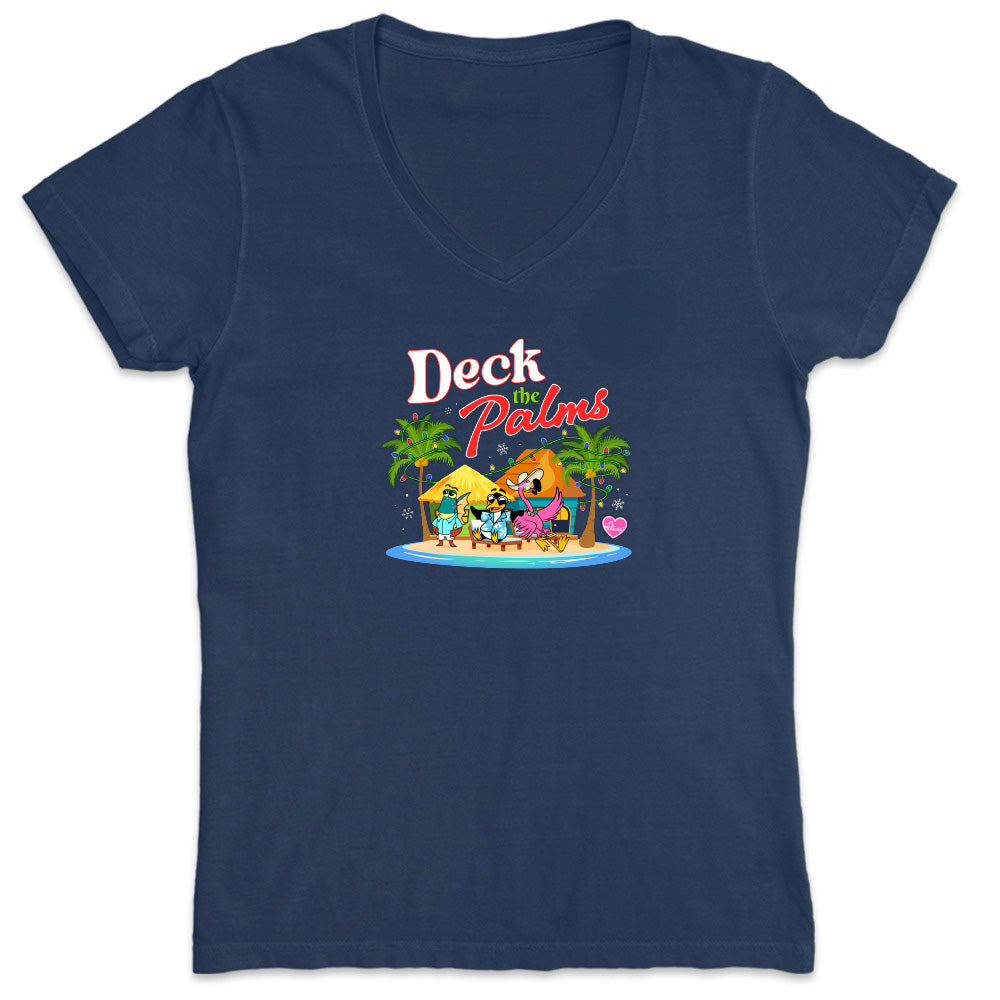 Women's Felicia Deck The Palms V-Neck T-Shirt