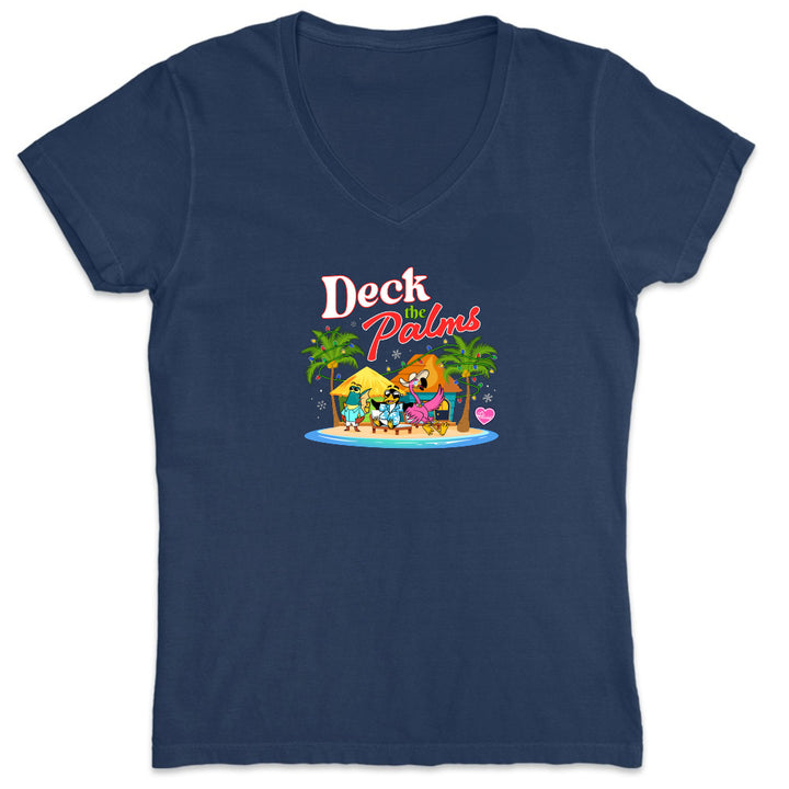 Women's Felicia Deck The Palms V-Neck T-Shirt