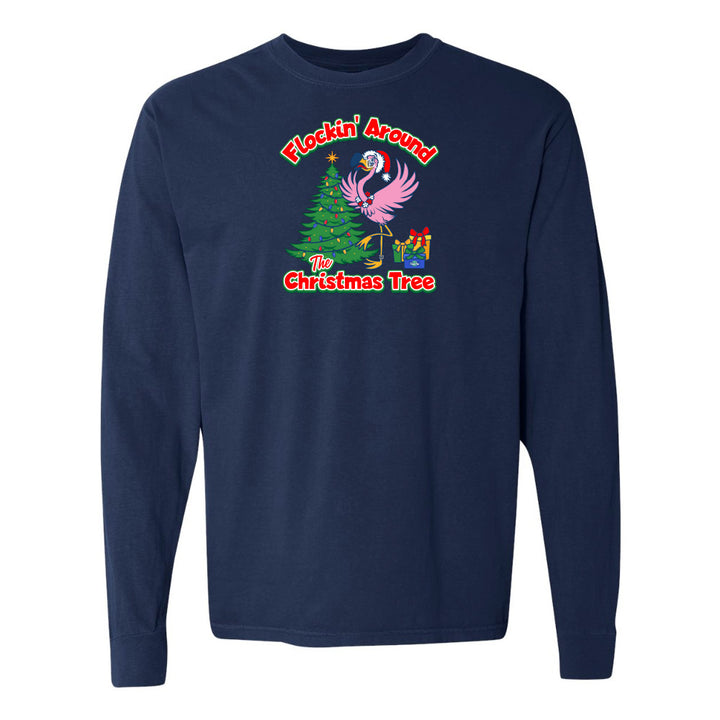 navy felicia Flocking around the christmas tree long sleeve shirt