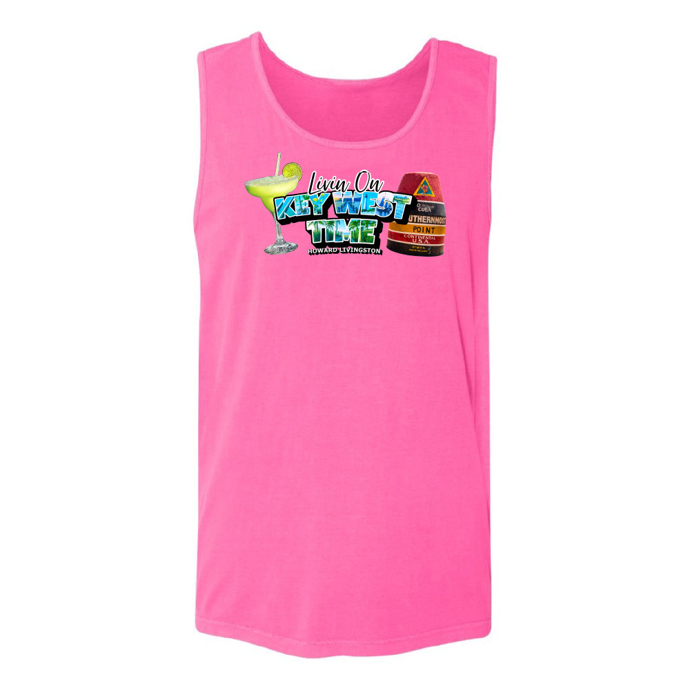 Neon Pink "Living on Key West Time" Tank Top