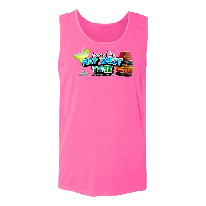 Neon Pink "Living on Key West Time" Tank Top