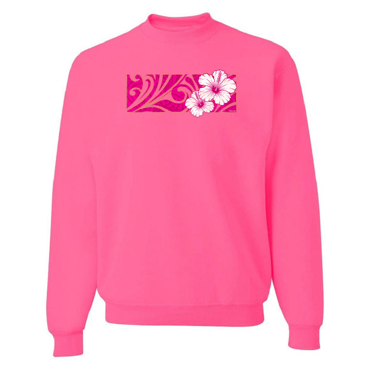 Pink sweatshirt with floral design on a white background