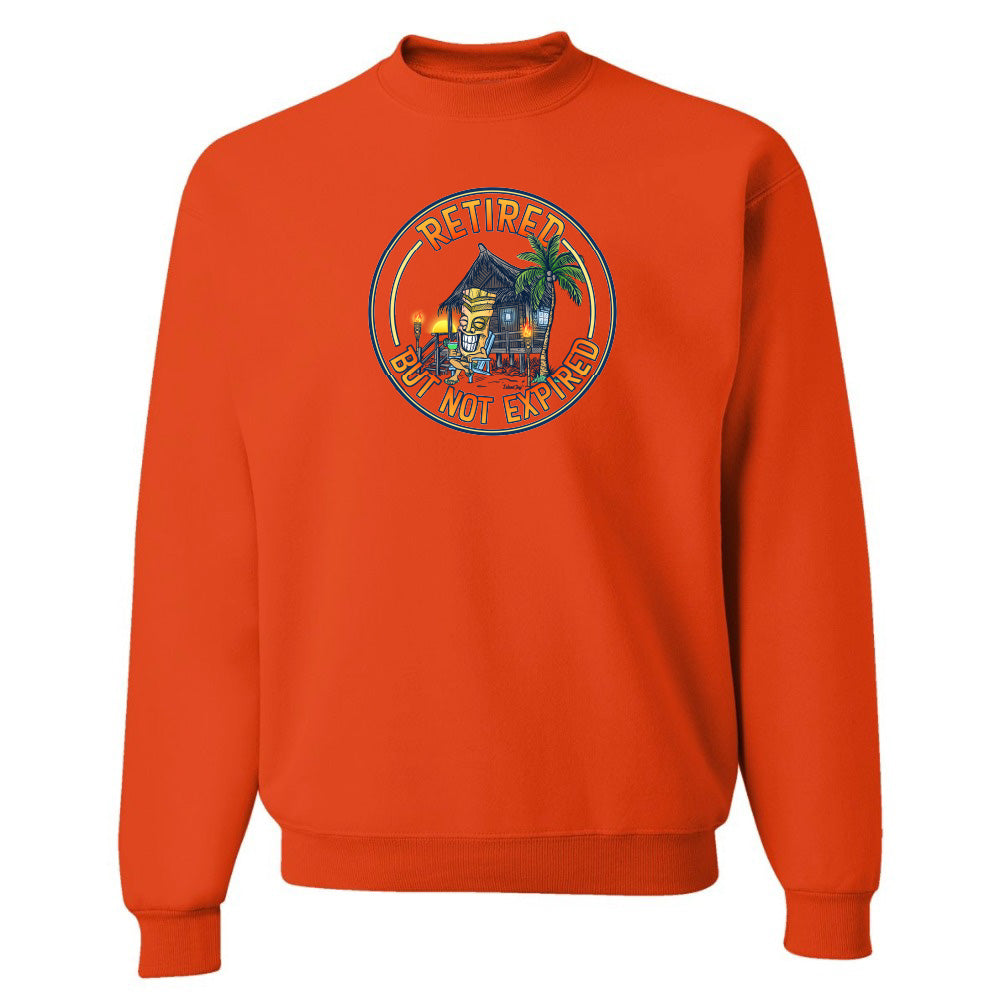 Orange sweatshirt with a graphic design on a white background