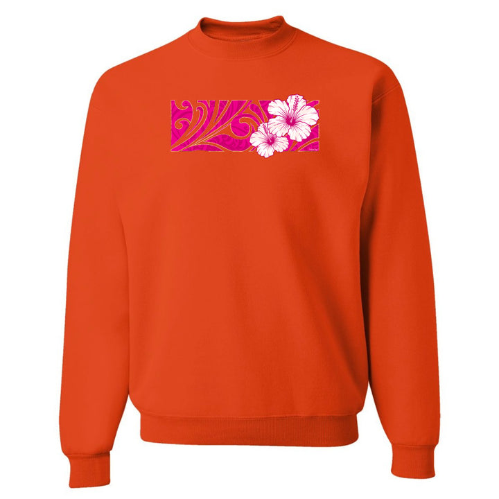 Orange sweatshirt with floral design on a white background